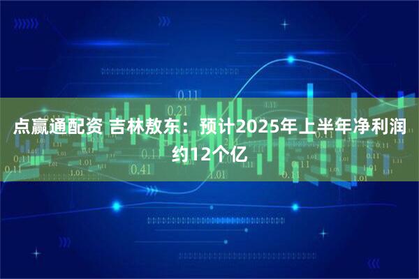 点赢通配资 吉林敖东：预计2025年上半年净利润约12个亿